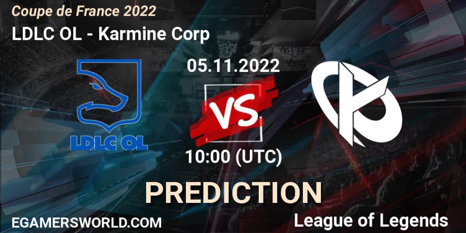 LDLC OL vs Karmine Corp: Match Prediction. 05.11.22, LoL, Coupe de France 2022