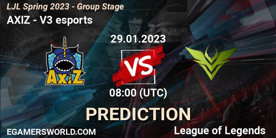 AXIZ vs V3 esports: Match Prediction. 29.01.23, LoL, LJL Spring 2023 - Group Stage