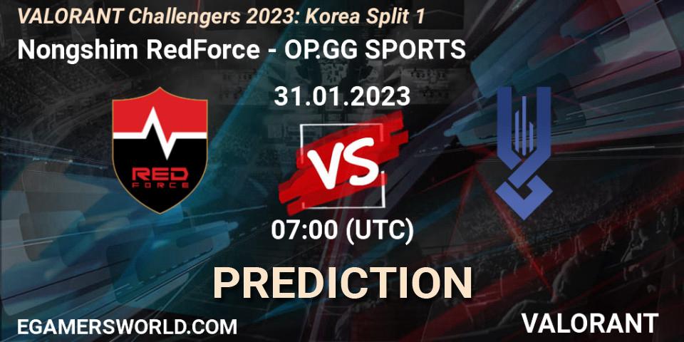 Nongshim RedForce vs OP.GG SPORTS: Match Prediction. 31.01.23, VALORANT, VALORANT Challengers 2023: Korea Split 1