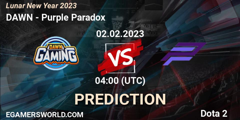DAWN vs Purple Paradox: Match Prediction. 02.02.23, Dota 2, Lunar New Year 2023