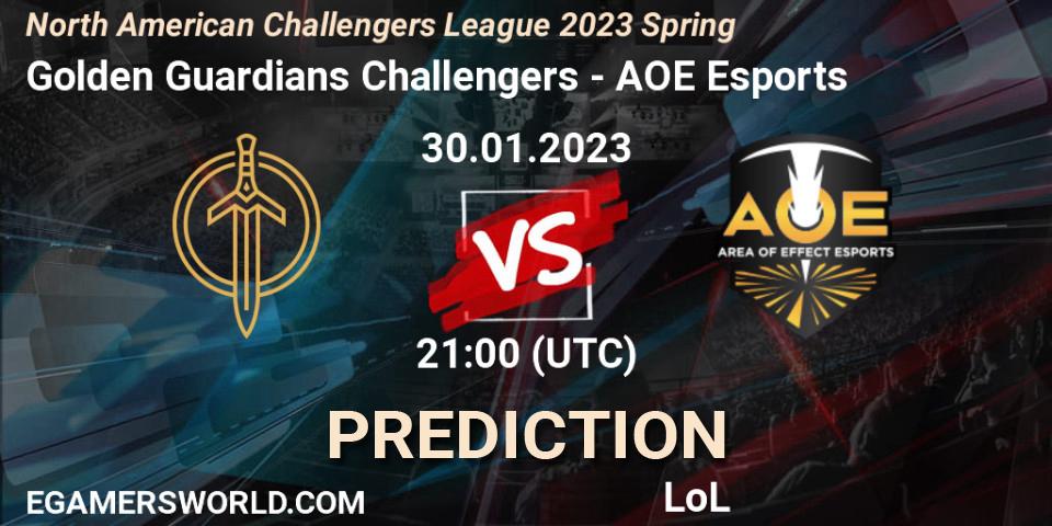 Golden Guardians Challengers vs AOE Esports: Match Prediction. 30.01.23, LoL, NACL 2023 Spring - Group Stage