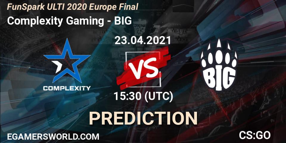 Complexity Gaming vs BIG: Match Prediction. 23.04.21, CS2 (CS:GO), Funspark ULTI 2020 Finals