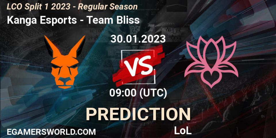 Kanga Esports vs Team Bliss: Match Prediction. 30.01.23, LoL, LCO Split 1 2023 - Regular Season