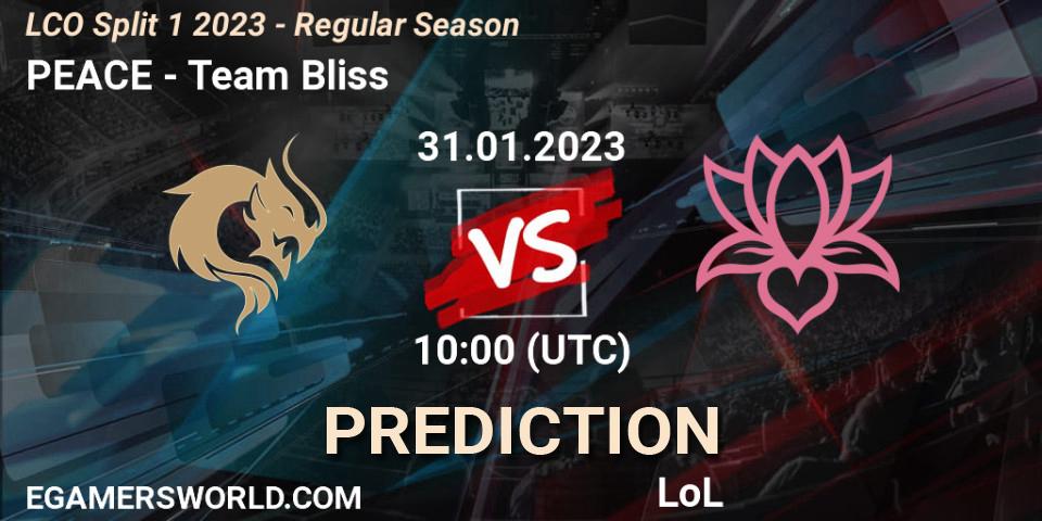 PEACE vs Team Bliss: Match Prediction. 31.01.23, LoL, LCO Split 1 2023 - Regular Season