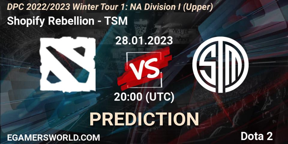 Shopify Rebellion vs TSM: Match Prediction. 28.01.23, Dota 2, DPC 2022/2023 Winter Tour 1: NA Division I (Upper)