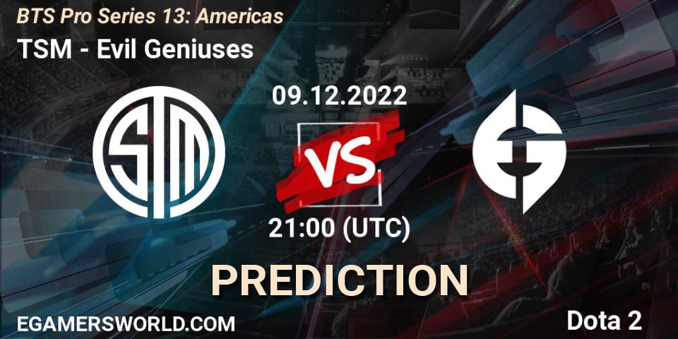 TSM vs Evil Geniuses: Match Prediction. 09.12.22, Dota 2, BTS Pro Series 13: Americas