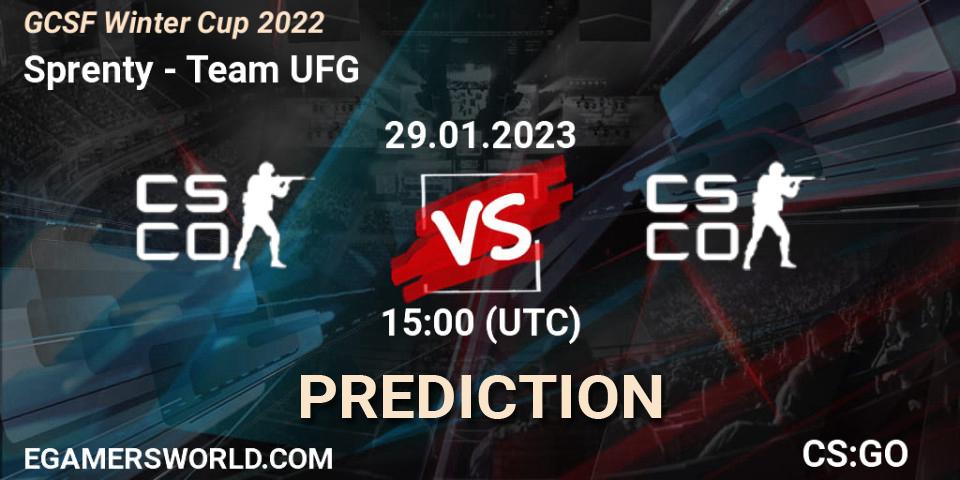 Sprenty vs Team UFG: Match Prediction. 29.01.23, CS2 (CS:GO), GCSF Winter Cup 2022