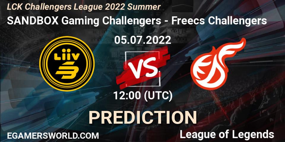 SANDBOX Gaming Challengers vs Freecs Challengers: Match Prediction. 05.07.22, LoL, LCK Challengers League 2022 Summer