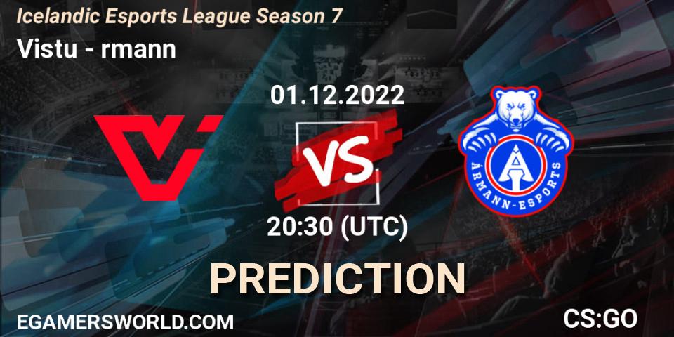 Viðstöðu vs Ármann: Match Prediction. 01.12.22, CS2 (CS:GO), Icelandic Esports League Season 7