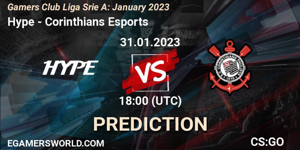 Hype vs Corinthians Esports: Match Prediction. 31.01.23, CS2 (CS:GO), Gamers Club Liga Série A: January 2023