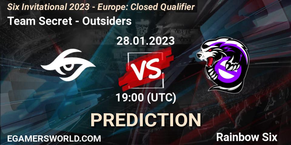 Team Secret vs Outsiders: Match Prediction. 28.01.23, Rainbow Six, Six Invitational 2023 - Europe: Closed Qualifier