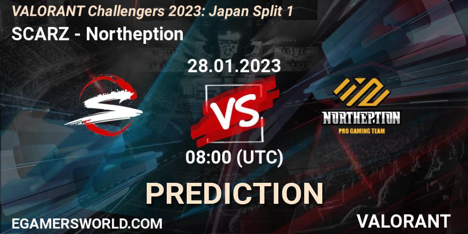 SCARZ vs Northeption: Match Prediction. 28.01.23, VALORANT, VALORANT Challengers 2023: Japan Split 1