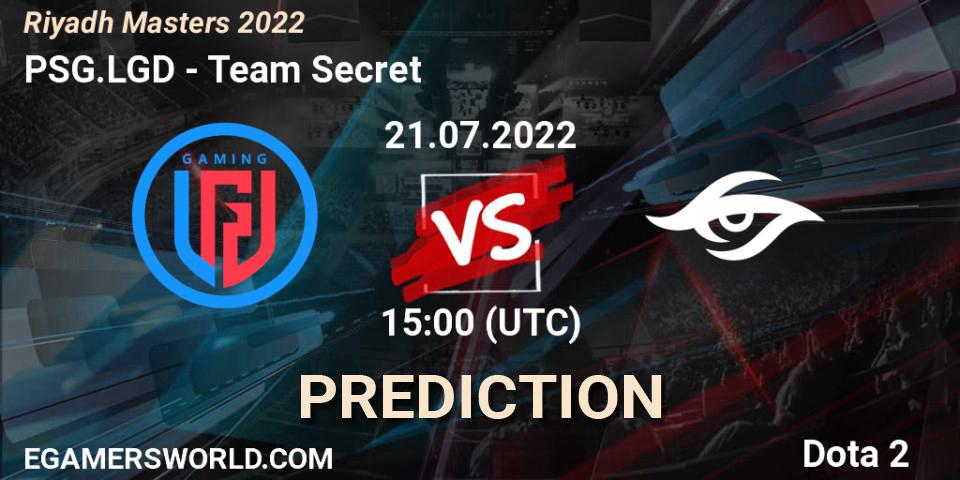 PSG.LGD vs Team Secret: Match Prediction. 21.07.22, Dota 2, Riyadh Masters 2022