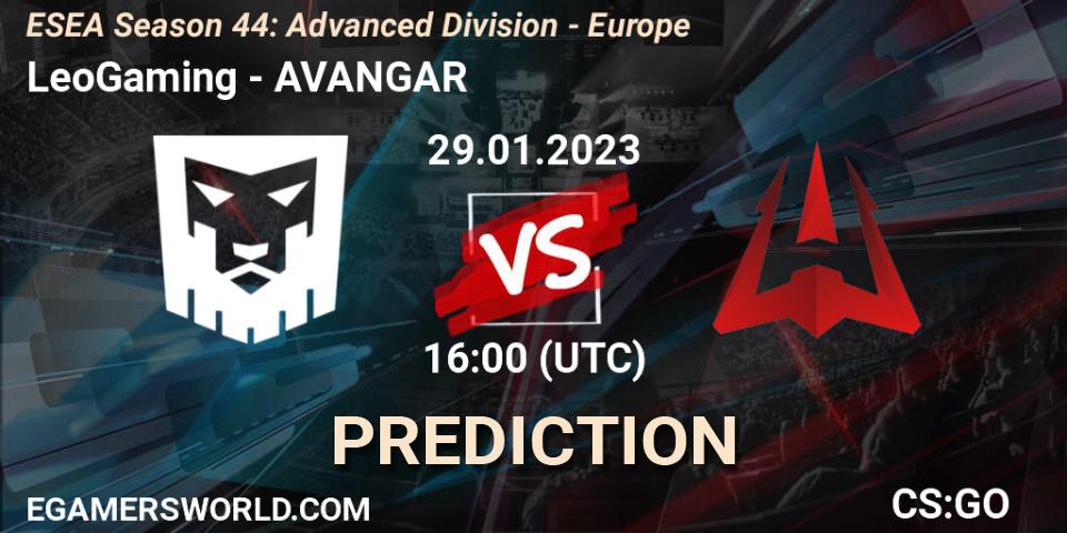 LeoGaming vs AVANGAR: Match Prediction. 29.01.23, CS2 (CS:GO), ESEA Season 44: Advanced Division - Europe
