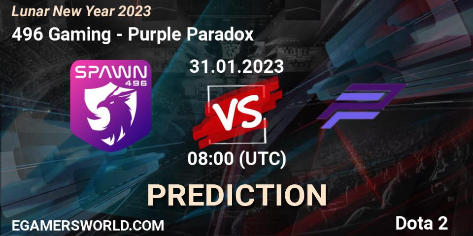 496 Gaming vs Purple Paradox: Match Prediction. 31.01.23, Dota 2, Lunar New Year 2023