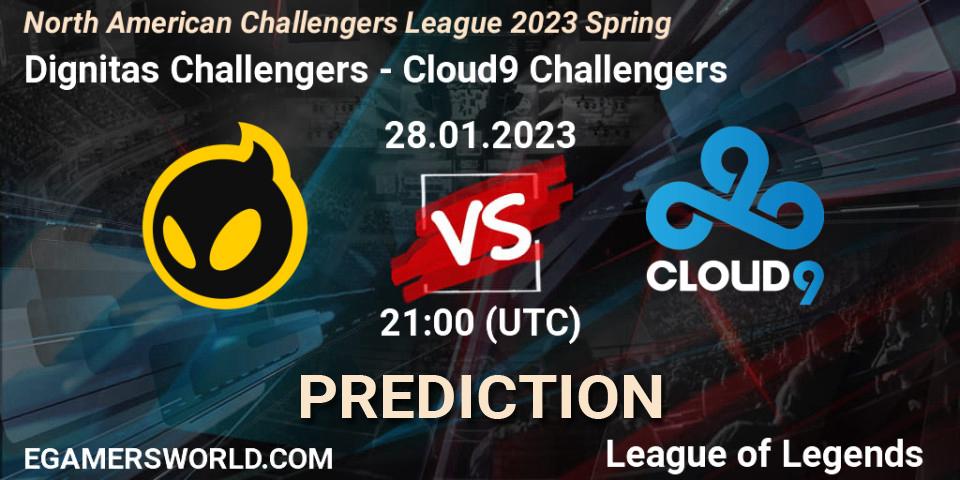 Dignitas Challengers vs Cloud9 Challengers: Match Prediction. 28.01.23, LoL, NACL 2023 Spring - Group Stage