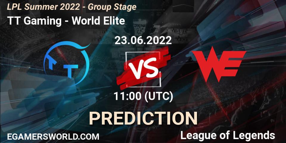 TT Gaming vs World Elite: Match Prediction. 23.06.22, LoL, LPL Summer 2022 - Group Stage