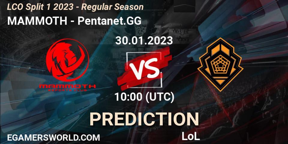 MAMMOTH vs Pentanet.GG: Match Prediction. 30.01.23, LoL, LCO Split 1 2023 - Regular Season