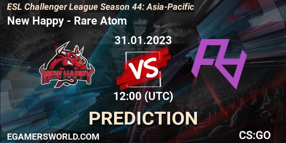 New Happy vs Rare Atom: Match Prediction. 31.01.23, CS2 (CS:GO), ESL Challenger League Season 44: Asia-Pacific