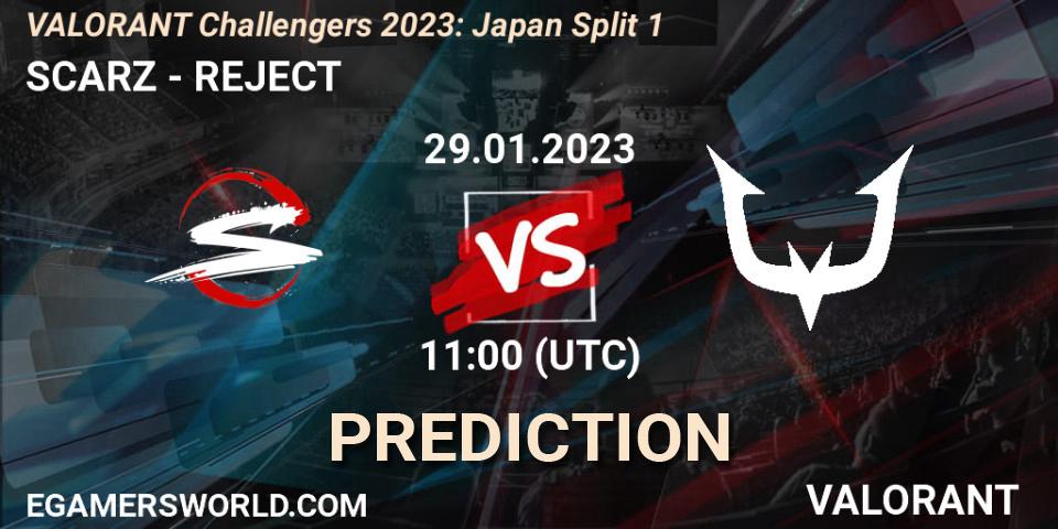 SCARZ vs REJECT: Match Prediction. 29.01.23, VALORANT, VALORANT Challengers 2023: Japan Split 1
