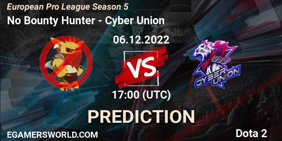 No Bounty Hunter vs Cyber Union: Match Prediction. 06.12.22, Dota 2, European Pro League Season 5