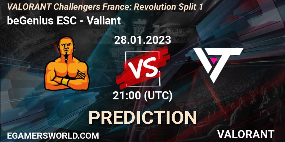 beGenius ESC vs Valiant: Match Prediction. 28.01.23, VALORANT, VALORANT Challengers 2023 France: Revolution Split 1