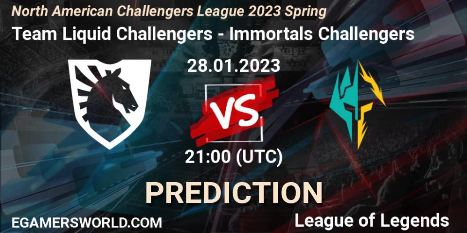 Team Liquid Challengers vs Immortals Challengers: Match Prediction. 28.01.23, LoL, NACL 2023 Spring - Group Stage