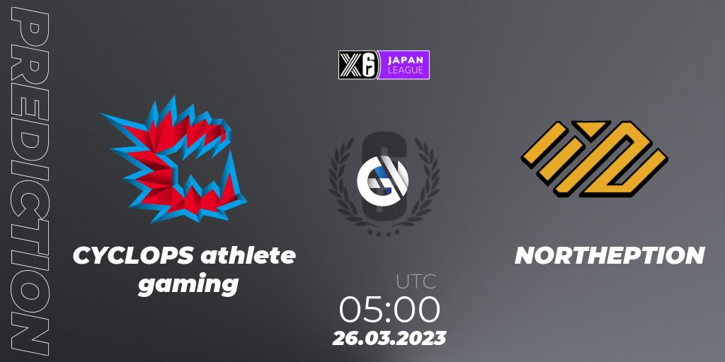 CYCLOPS athlete gaming vs NORTHEPTION: Match Prediction. 26.03.23, Rainbow Six, Japan League 2023 - Stage 1