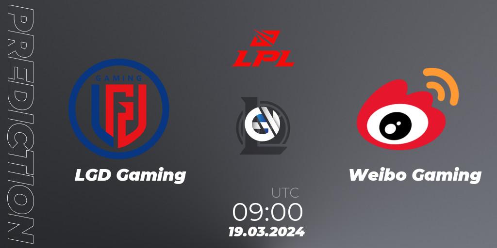 LGD Gaming vs Weibo Gaming: Match Prediction. 19.03.24, LoL, LPL Spring 2024 - Group Stage