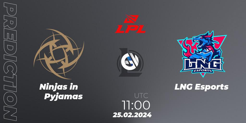 Ninjas in Pyjamas vs LNG Esports: Match Prediction. 25.02.24, LoL, LPL Spring 2024 - Group Stage
