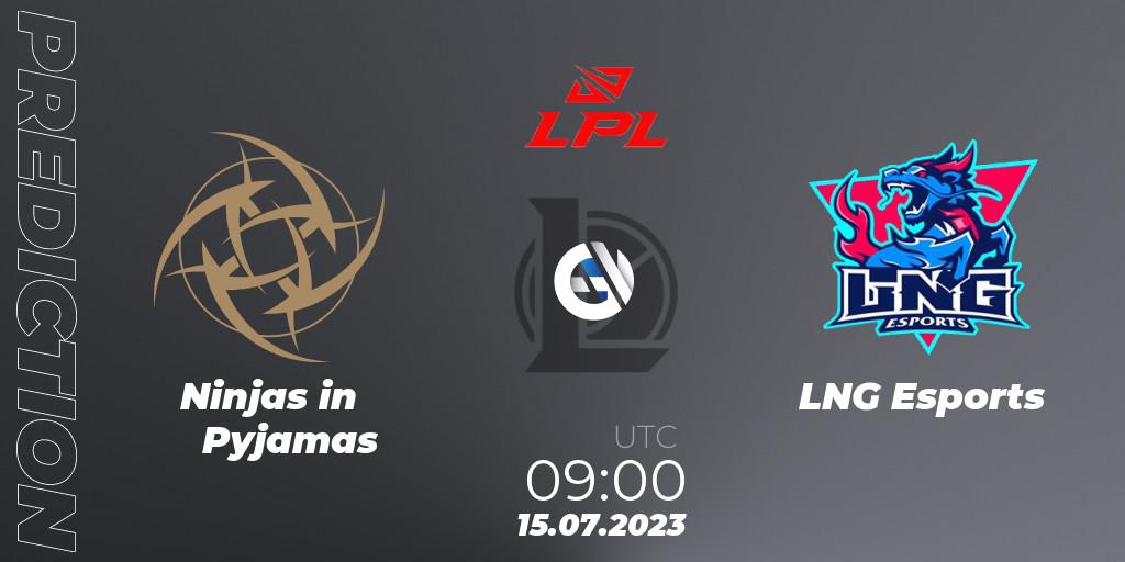 Ninjas in Pyjamas vs LNG Esports: Match Prediction. 15.07.23, LoL, LPL Summer 2023 Regular Season