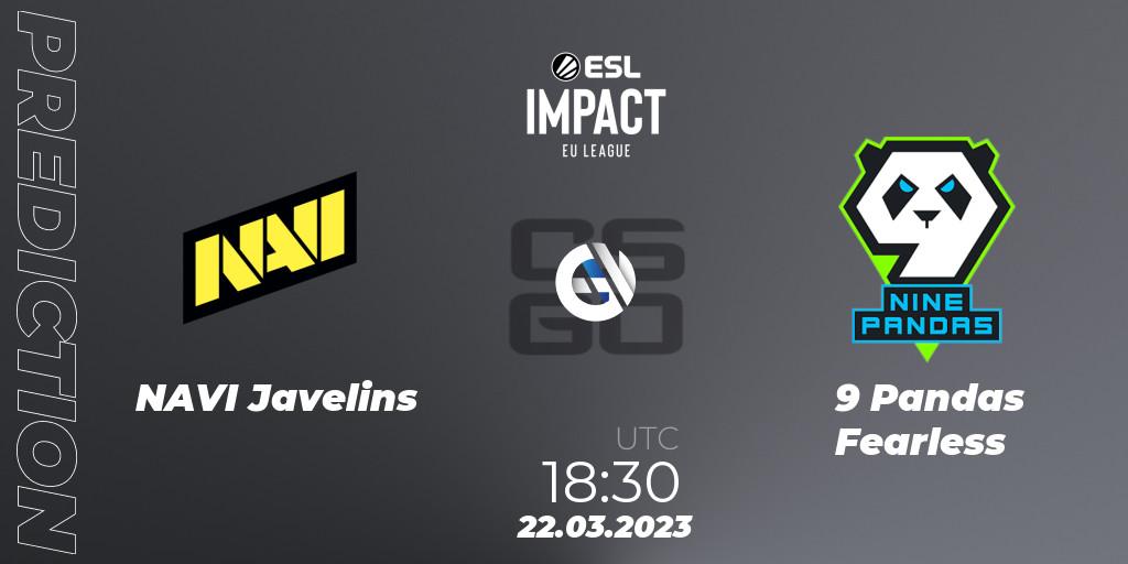 NAVI Javelins vs 9 Pandas Fearless: Match Prediction. 22.03.23, CS2 (CS:GO), ESL Impact League Season 3: European Division