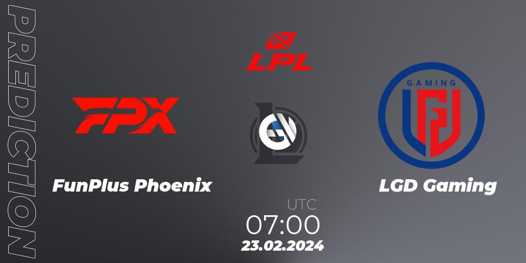 FunPlus Phoenix vs LGD Gaming: Match Prediction. 23.02.24, LoL, LPL Spring 2024 - Group Stage