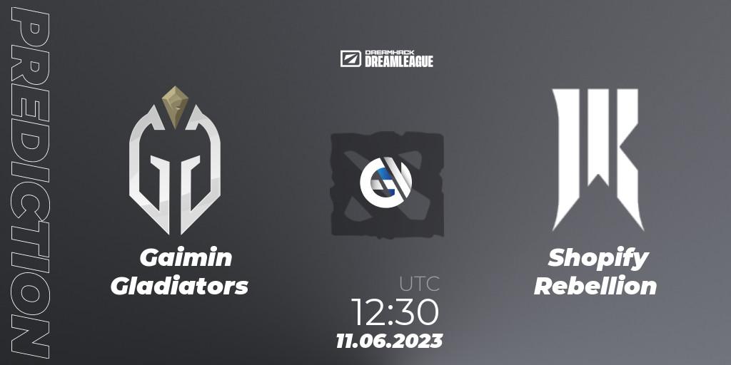 Gaimin Gladiators vs Shopify Rebellion: Match Prediction. 11.06.23, Dota 2, DreamLeague Season 20 - Group Stage 1