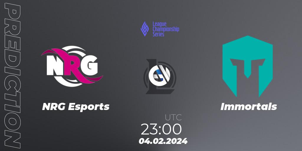 NRG Esports vs Immortals: Match Prediction. 05.02.24, LoL, LCS Spring 2024 - Group Stage