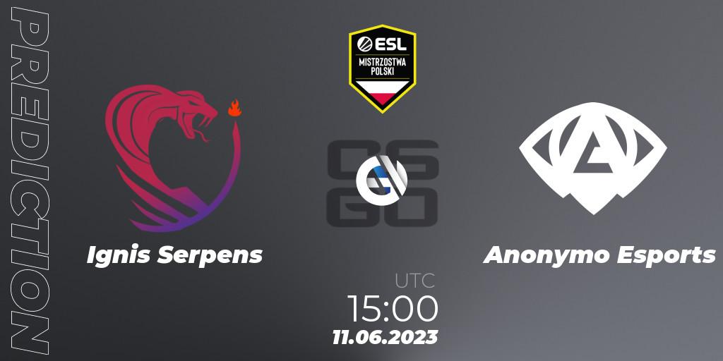 Ignis Serpens vs Anonymo Esports: Match Prediction. 11.06.23, CS2 (CS:GO), ESL Polish Championship Spring 2023
