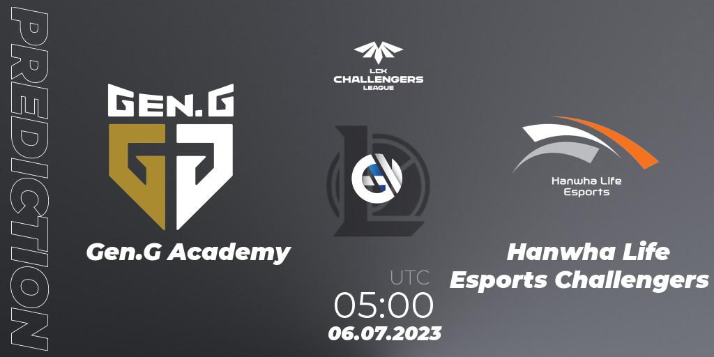 Gen.G Academy vs Hanwha Life Esports Challengers: Match Prediction. 06.07.23, LoL, LCK Challengers League 2023 Summer - Group Stage