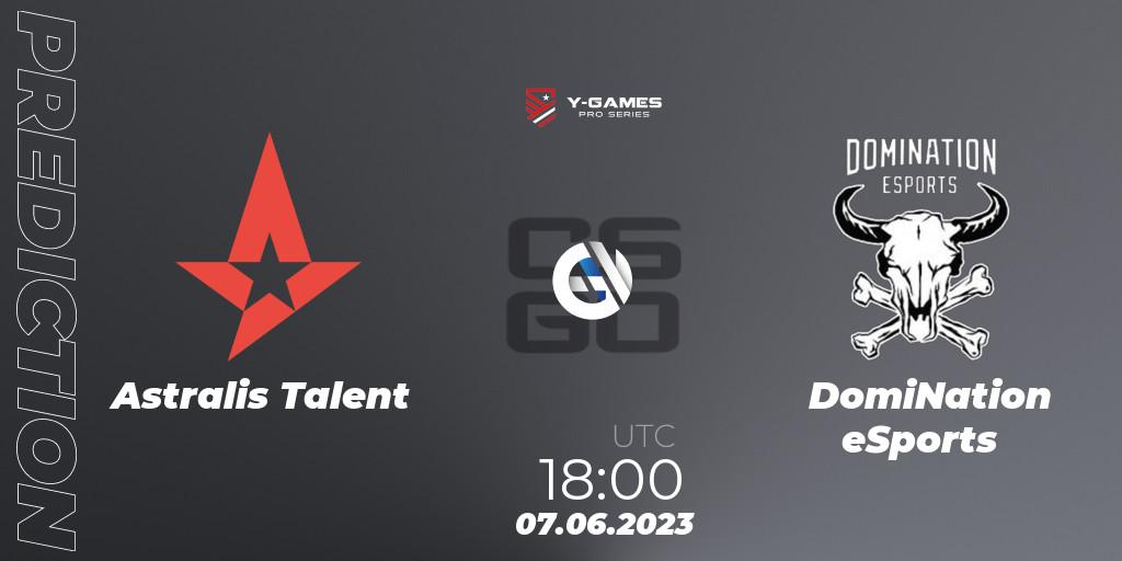 Astralis Talent vs DomiNation eSports: Match Prediction. 07.06.23, CS2 (CS:GO), Y-Games PRO Series 2023