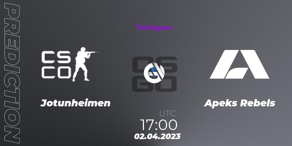 Jotunheimen vs Apeks Rebels: Match Prediction. 02.04.23, CS2 (CS:GO), Telialigaen Spring 2023: Group stage