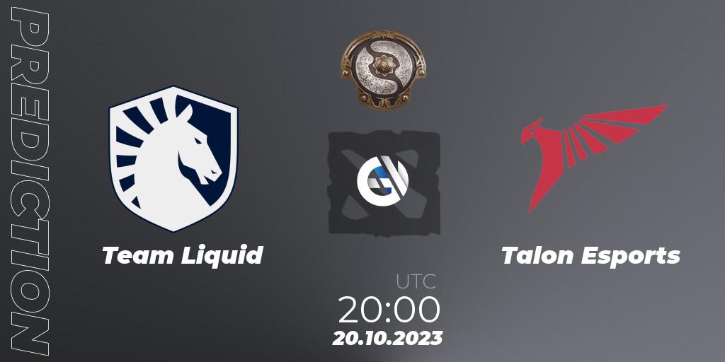 Team Liquid vs Talon Esports: Match Prediction. 20.10.23, Dota 2, The International 2023