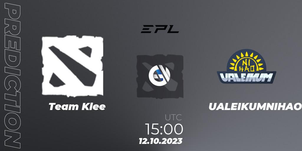 Team Klee vs UALEIKUMNIHAO: Match Prediction. 12.10.23, Dota 2, European Pro League Season 13