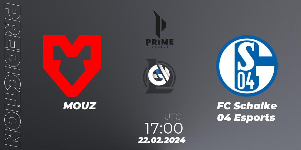 MOUZ vs FC Schalke 04 Esports: Match Prediction. 24.01.24, LoL, Prime League Spring 2024 - Group Stage