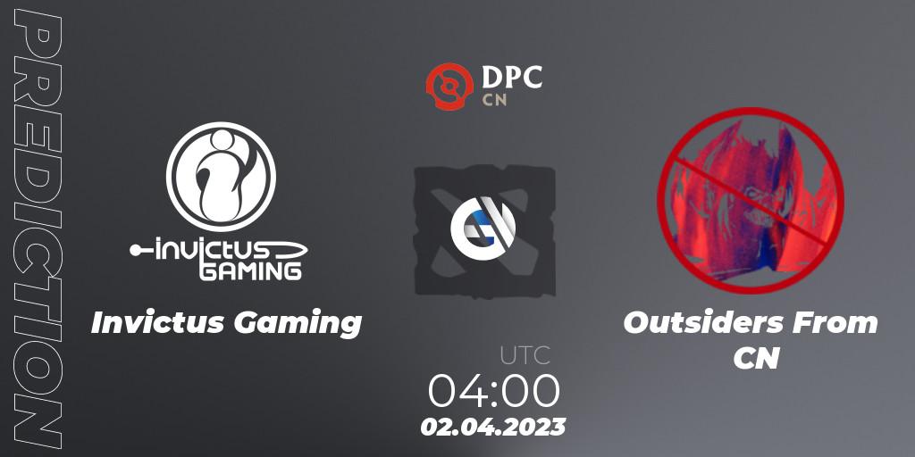Invictus Gaming vs Outsiders From CN: Match Prediction. 02.04.23, Dota 2, DPC 2023 Tour 2: China Division I (Upper)