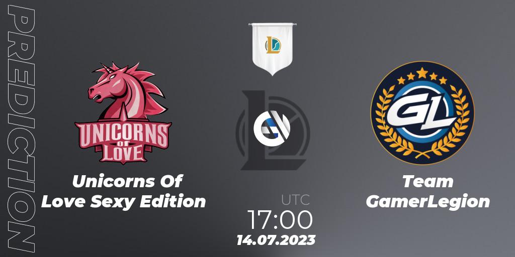 Unicorns Of Love Sexy Edition vs Team GamerLegion: Match Prediction. 14.07.23, LoL, Prime League Summer 2023 - Group Stage