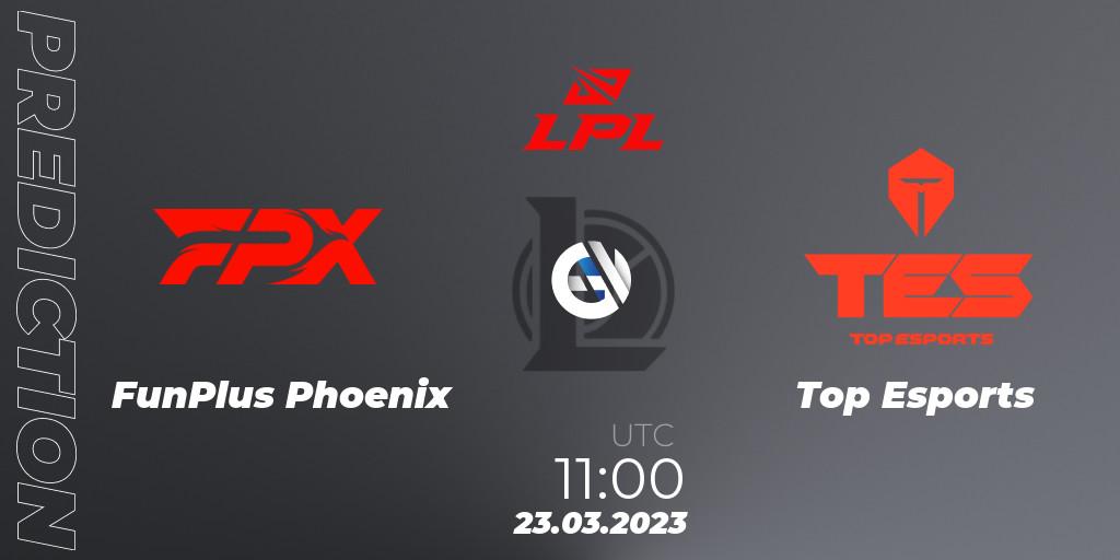 FunPlus Phoenix vs Top Esports: Match Prediction. 23.03.23, LoL, LPL Spring 2023 - Group Stage