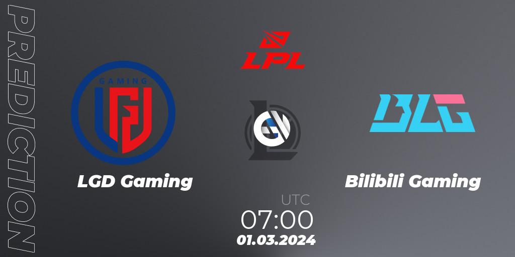 LGD Gaming vs Bilibili Gaming: Match Prediction. 01.03.24, LoL, LPL Spring 2024 - Group Stage