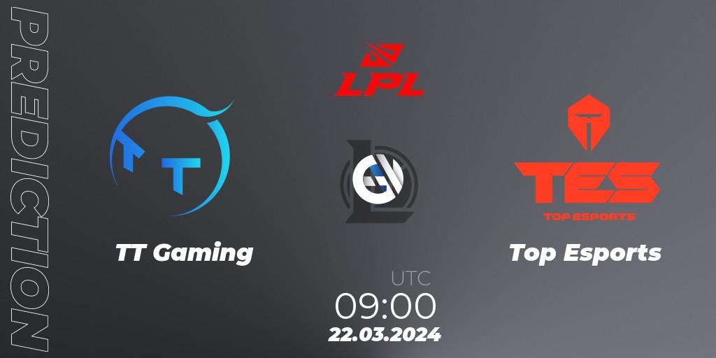 TT Gaming vs Top Esports: Match Prediction. 22.03.24, LoL, LPL Spring 2024 - Group Stage