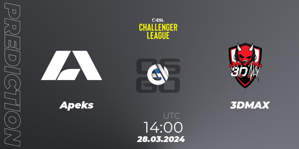 Apeks vs 3DMAX: Match Prediction. 28.03.24, CS2 (CS:GO), ESL Challenger League Season 47: Europe