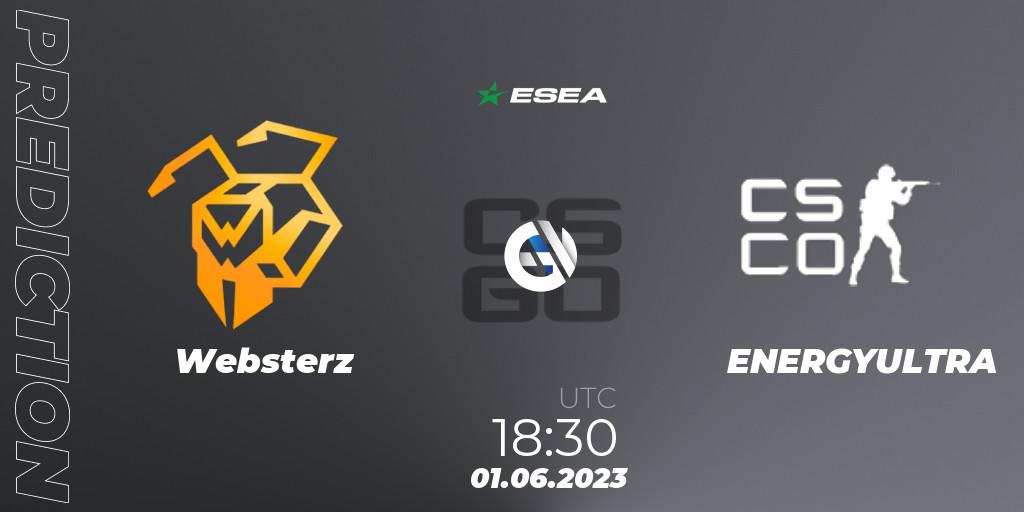Websterz vs ENERGYULTRA: Match Prediction. 01.06.23, CS2 (CS:GO), ESEA Advanced Season 45 Europe