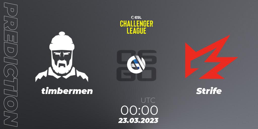 timbermen vs Strife: Match Prediction. 23.03.23, CS2 (CS:GO), ESL Challenger League Season 44: North America